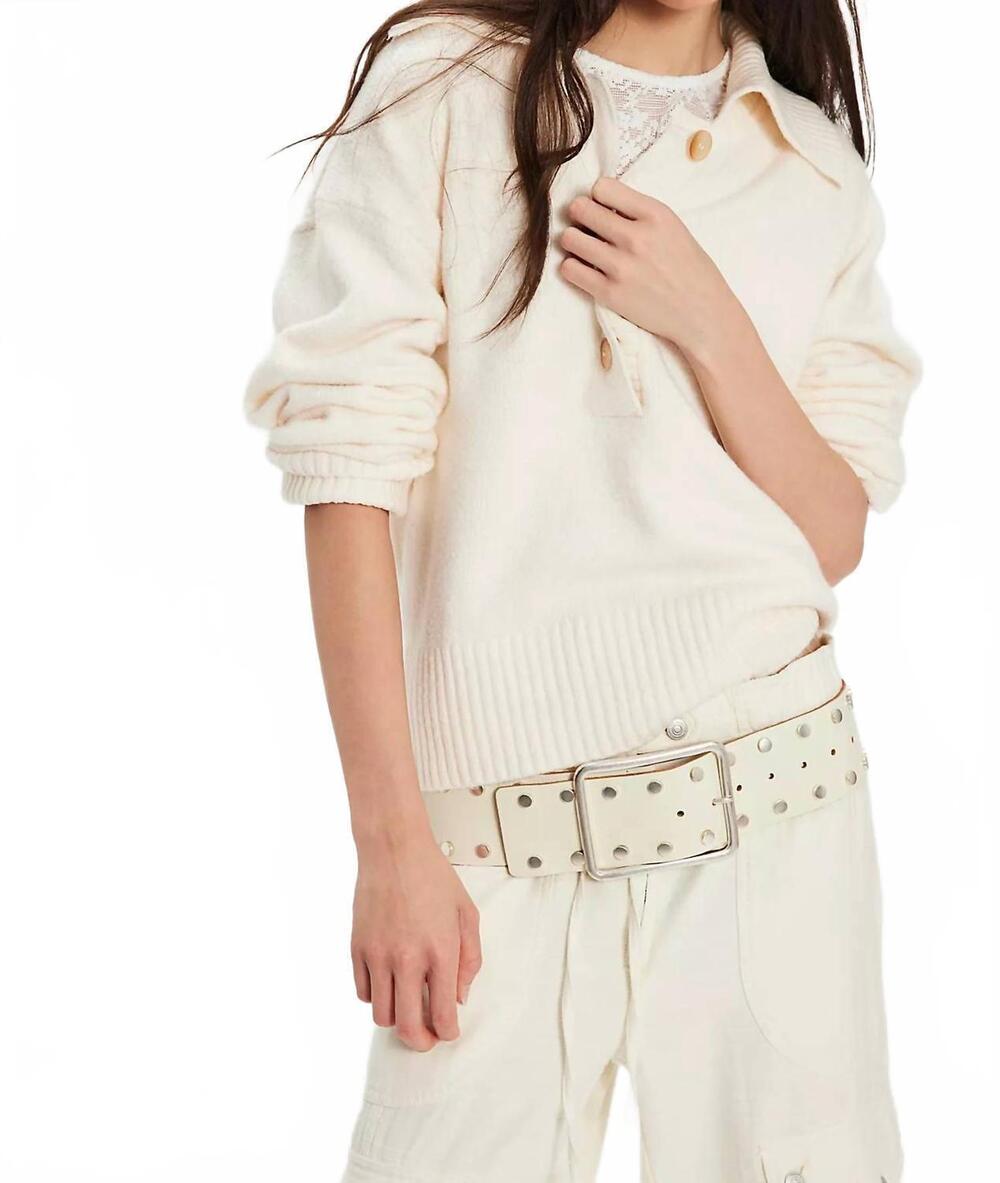 NEW FREE PEOPLE women's trading up polo shirt in cream
